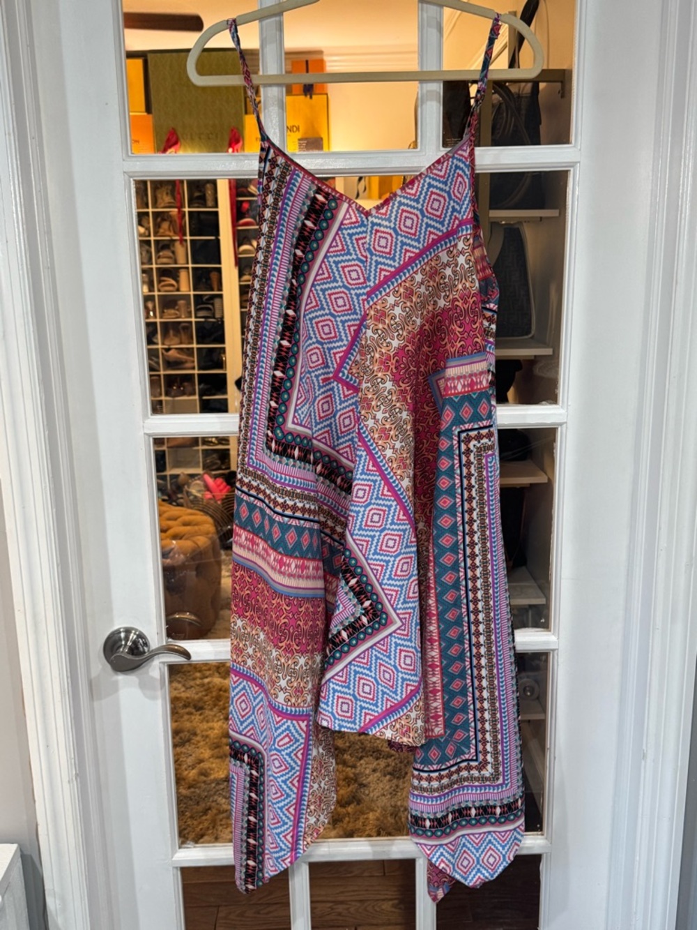 🌸💜 Elan Multicolor Geometric & Paisley Slip Dress cover up sundress patterned 💜🌸 - Picture 5 of 5